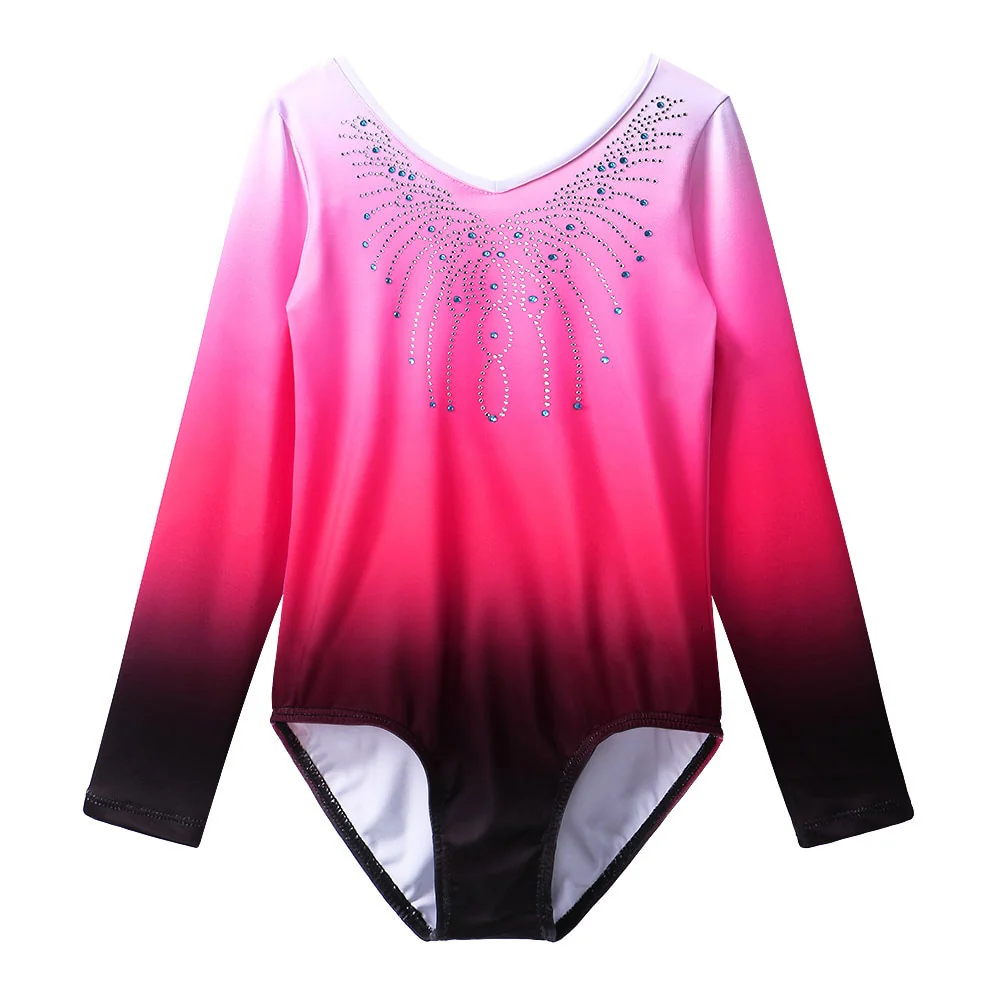 Ballet Leotard Long Sleeve Dance Wear Gradient Red Color Gymnastics - Image 5