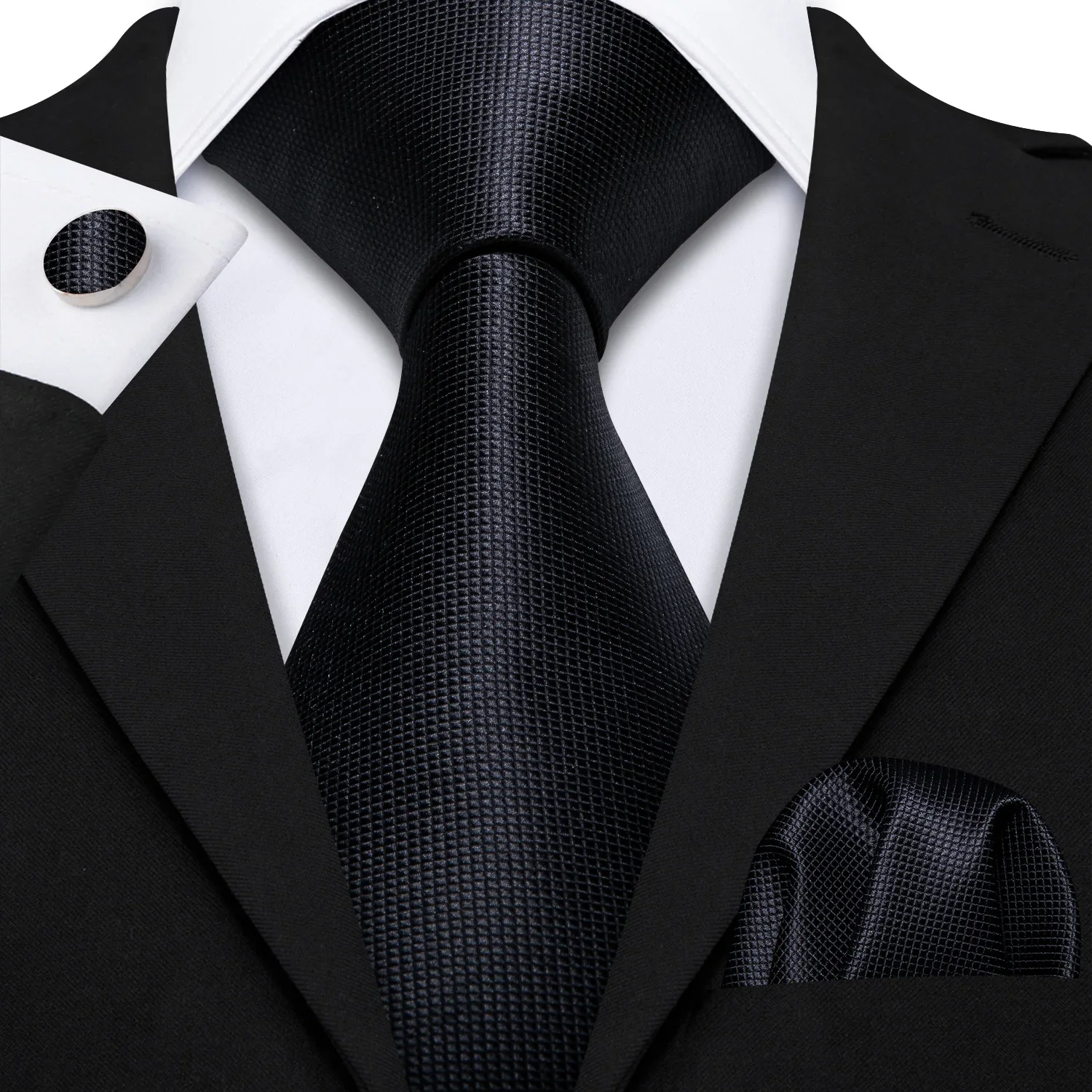 Barry.Wang Black White Gray Silver Men Tie Handkerchief Cufflinks Set Jacquard Necktie for Male Wedding Business Party Gift - Image 44