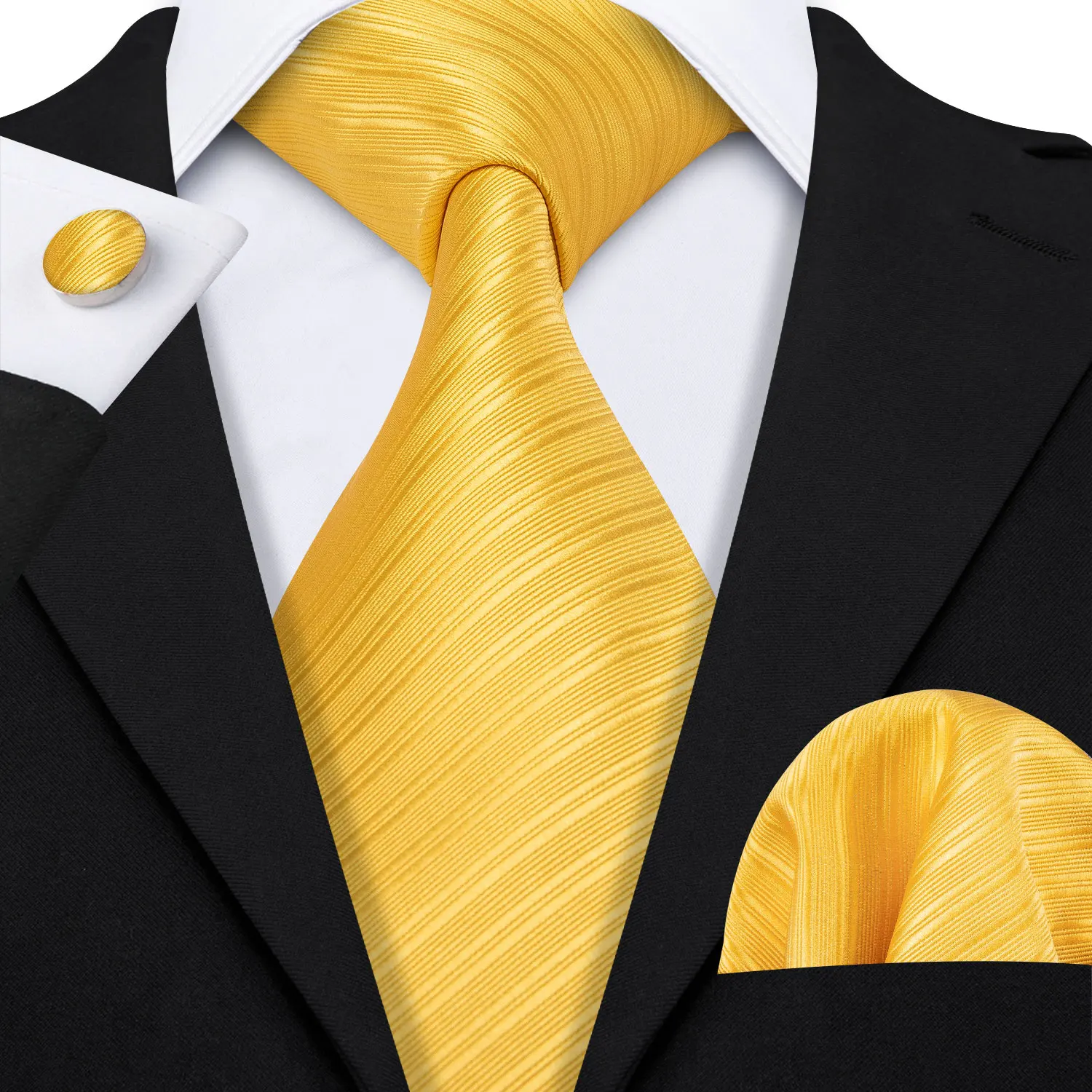 Barry.Wang Gold Silk Mens Tie Hanky Cufflinks Set Yellow Beige Orange Luxury Jacquard Necktie For Male Wedding Business Party - Image 49