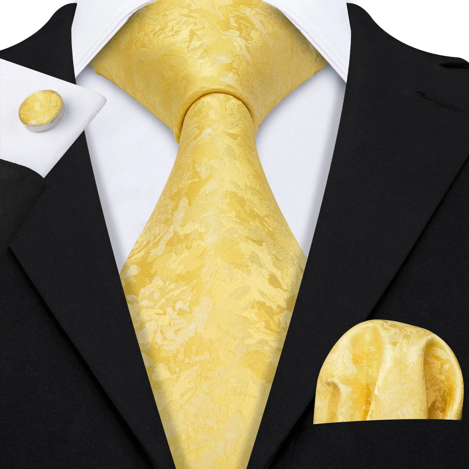 Barry.Wang Gold Silk Mens Tie Hanky Cufflinks Set Yellow Beige Orange Luxury Jacquard Necktie For Male Wedding Business Party - Image 82