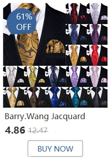 Barry.Wang Gold Silk Mens Tie Hanky Cufflinks Set Yellow Beige Orange Luxury Jacquard Necktie For Male Wedding Business Party - Image 29