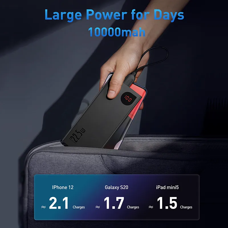 Baseus Power Bank 10000mAh with 22.5W PD Fast Charging Powerbank Portable Battery Charger For iPhone 15 14 13 12 Pro Max Xiaomi - Image 3