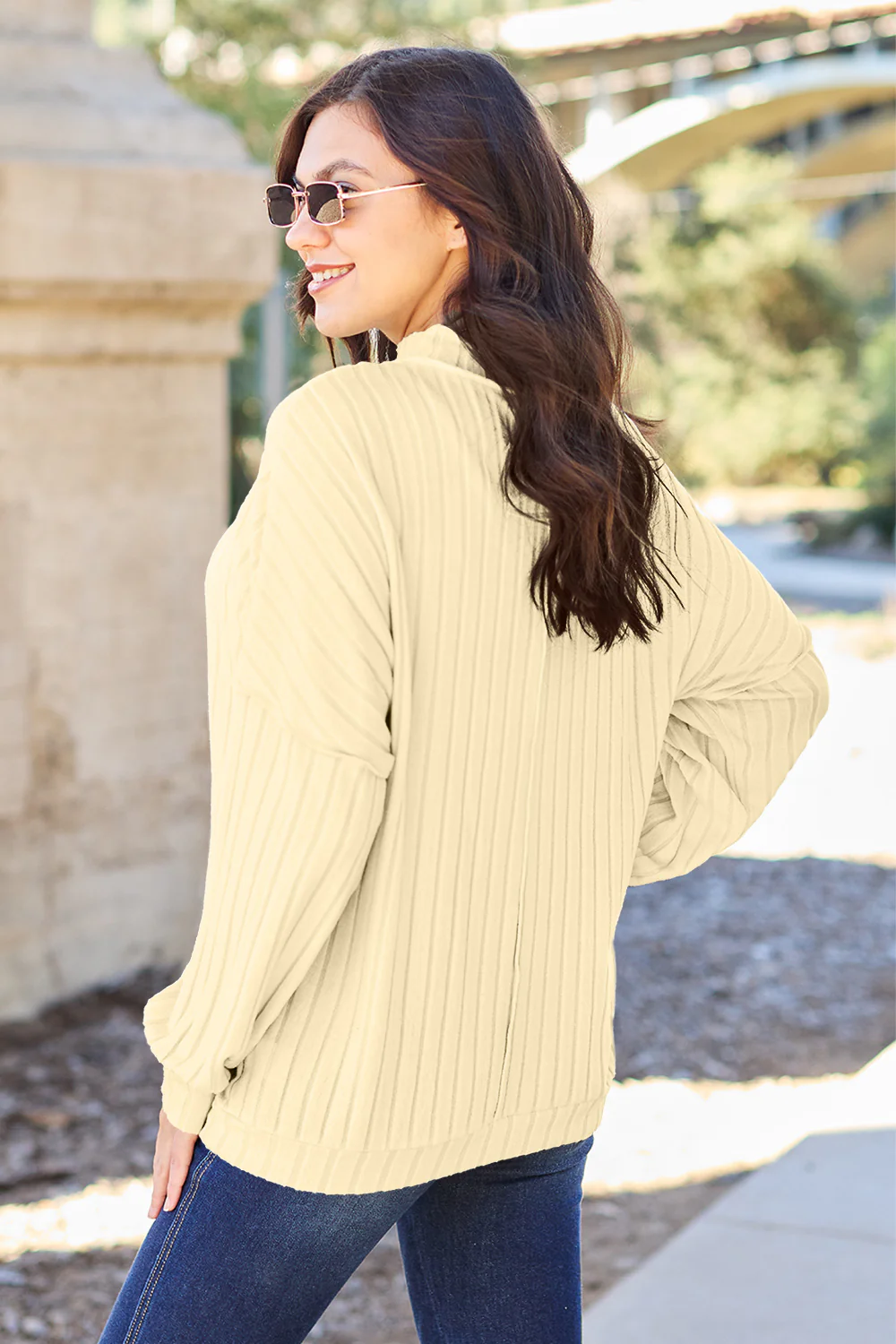 Basic Bae Full Size Ribbed Exposed Seam Mock Neck Knit Top - Image 12