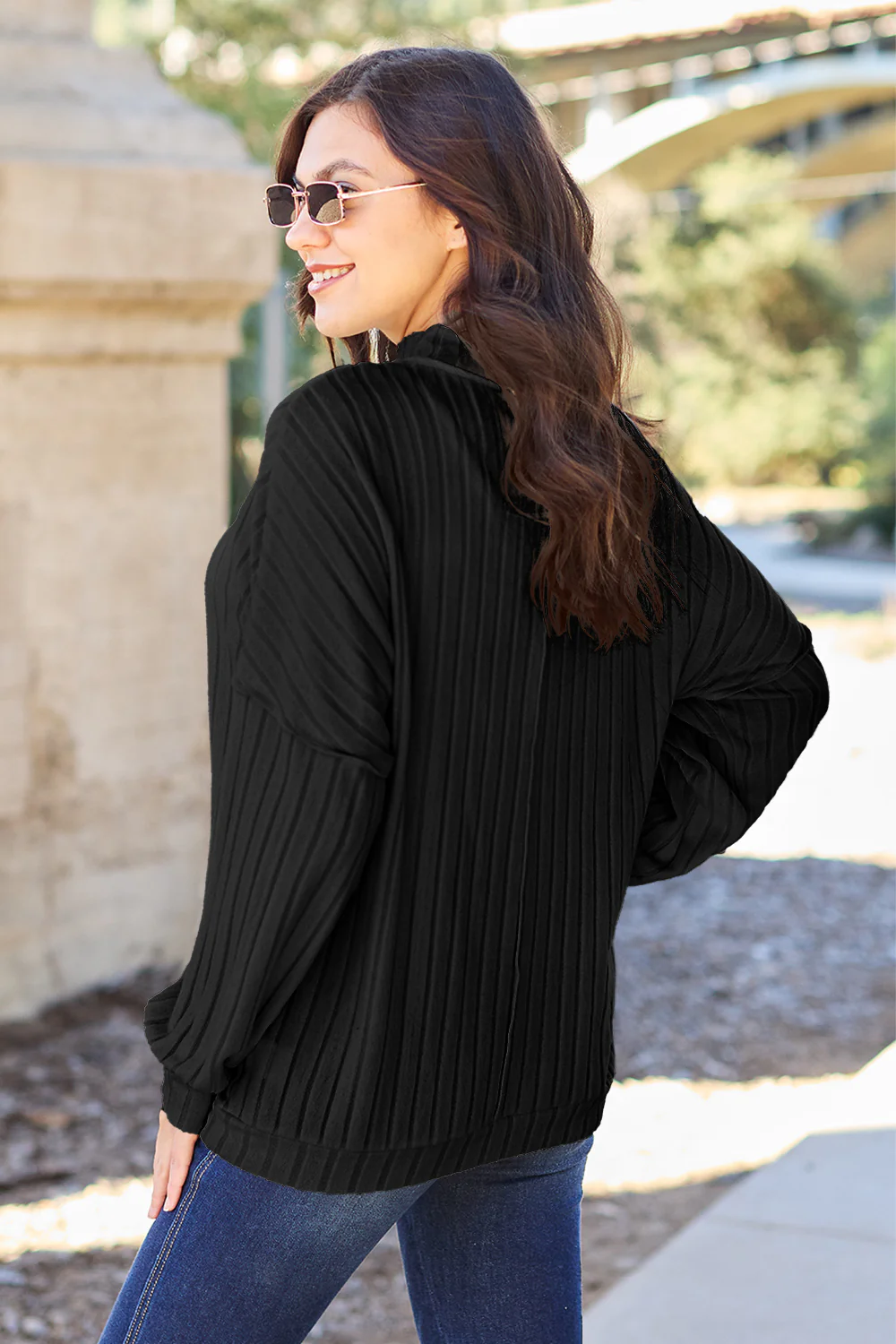 Basic Bae Full Size Ribbed Exposed Seam Mock Neck Knit Top - Image 15