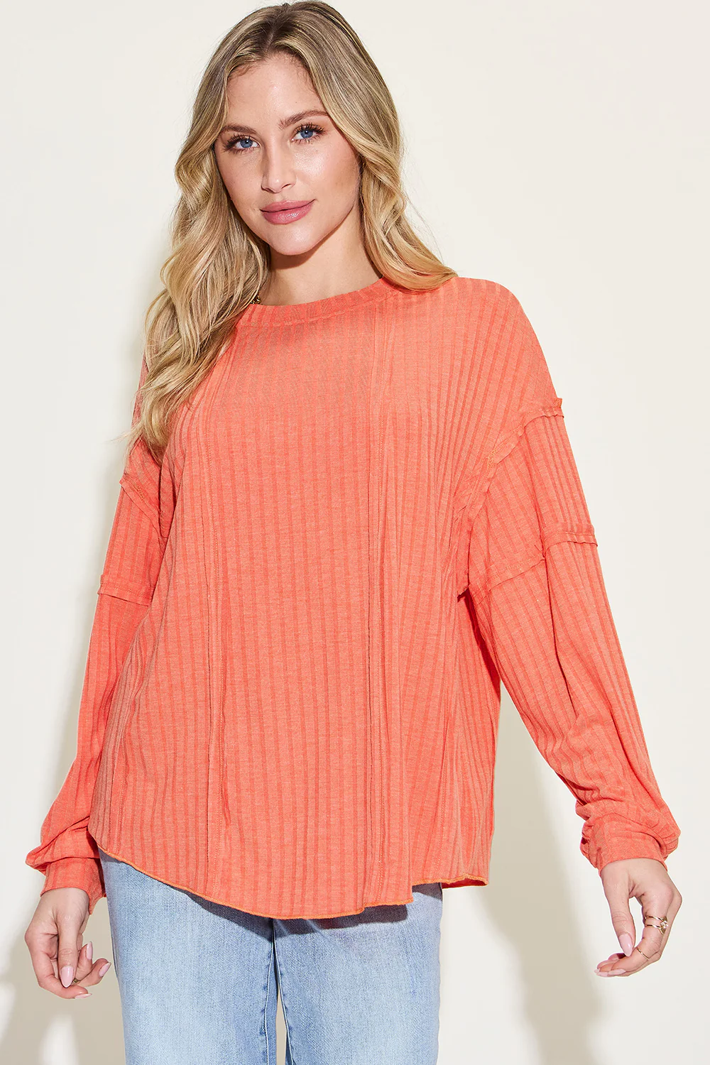 Basic Bae Full Size Ribbed Round Neck Long Sleeve T-Shirt - Image 12