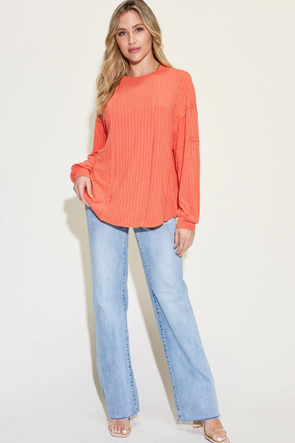 Basic Bae Full Size Ribbed Round Neck Long Sleeve T-Shirt - Image 14