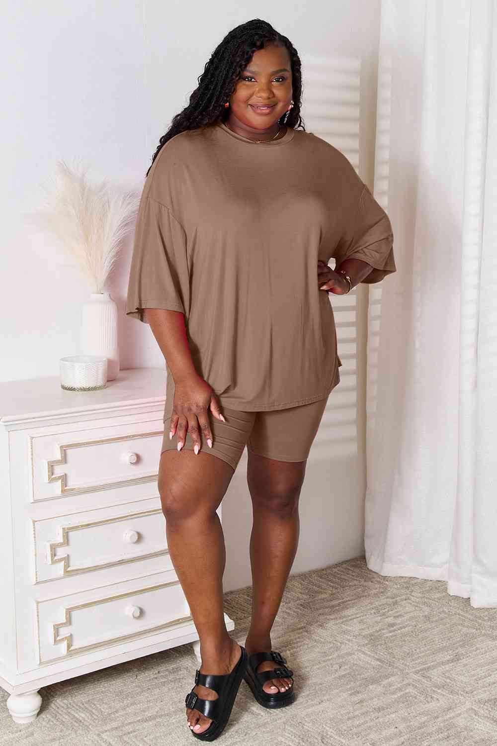 Basic Bae Full Size Soft Rayon Three-Quarter Sleeve Top and Shorts Set - Image 3
