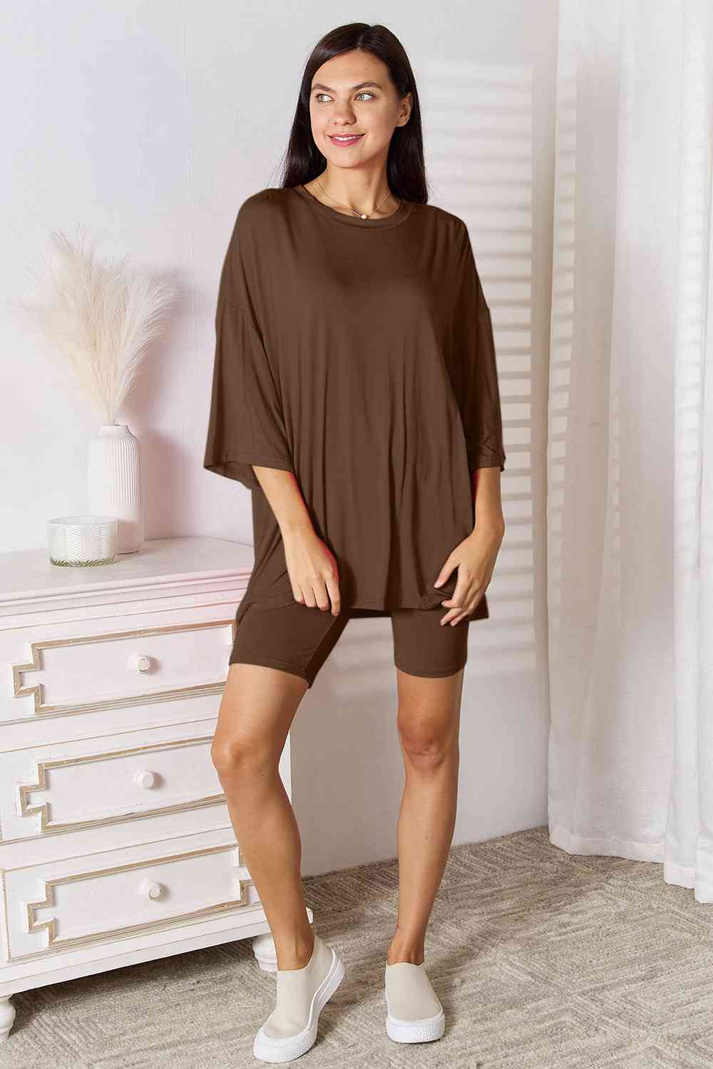 Basic Bae Full Size Soft Rayon Three-Quarter Sleeve Top and Shorts Set - Image 5