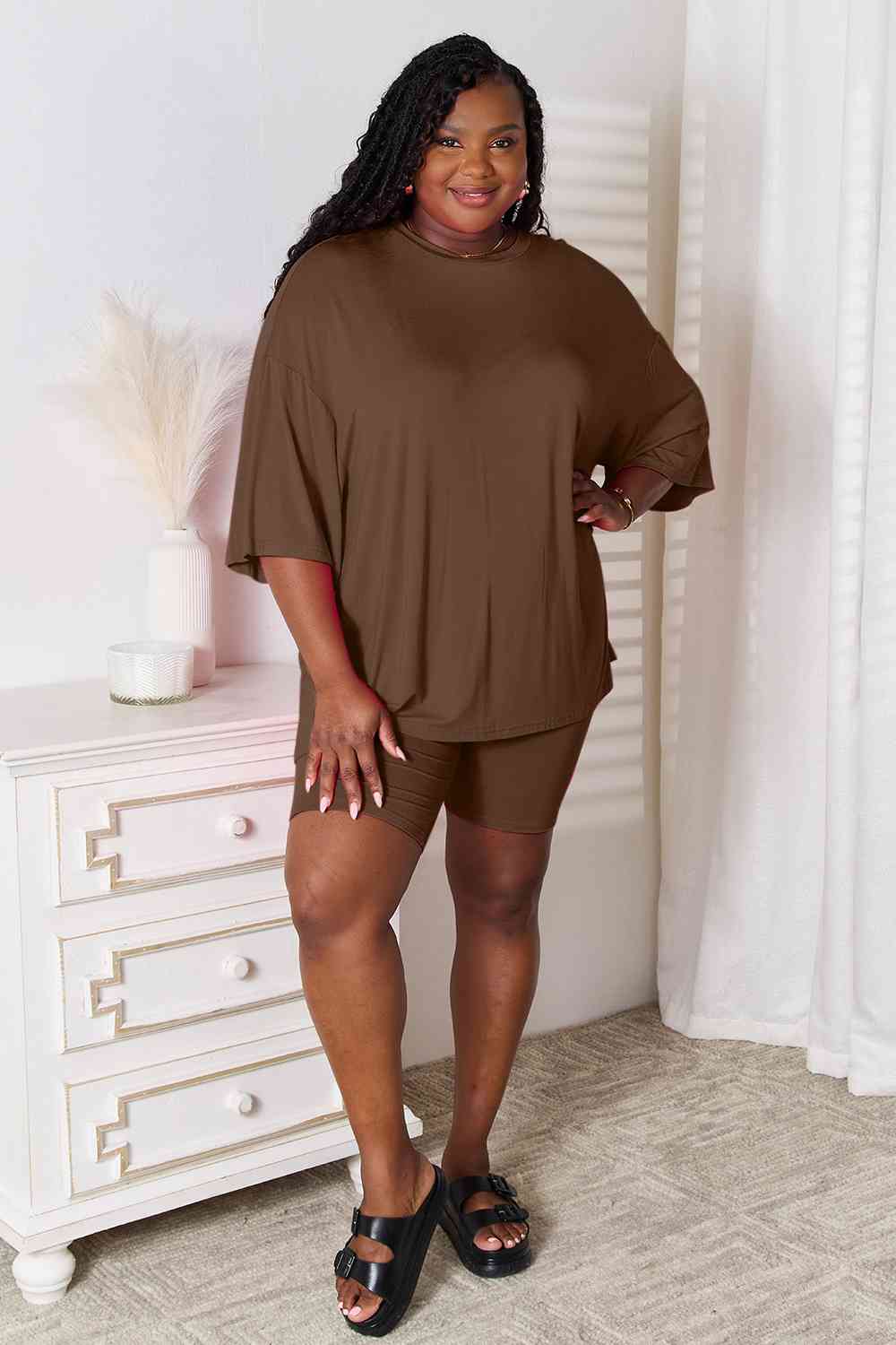 Basic Bae Full Size Soft Rayon Three-Quarter Sleeve Top and Shorts Set - Image 7