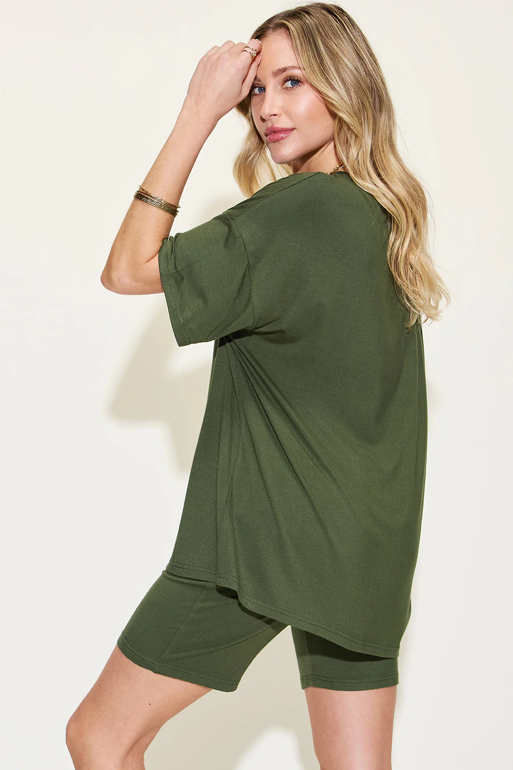 Basic Bae Full Size V-Neck Drop Shoulder Short Sleeve T-Shirt and Shorts Set - Image 19
