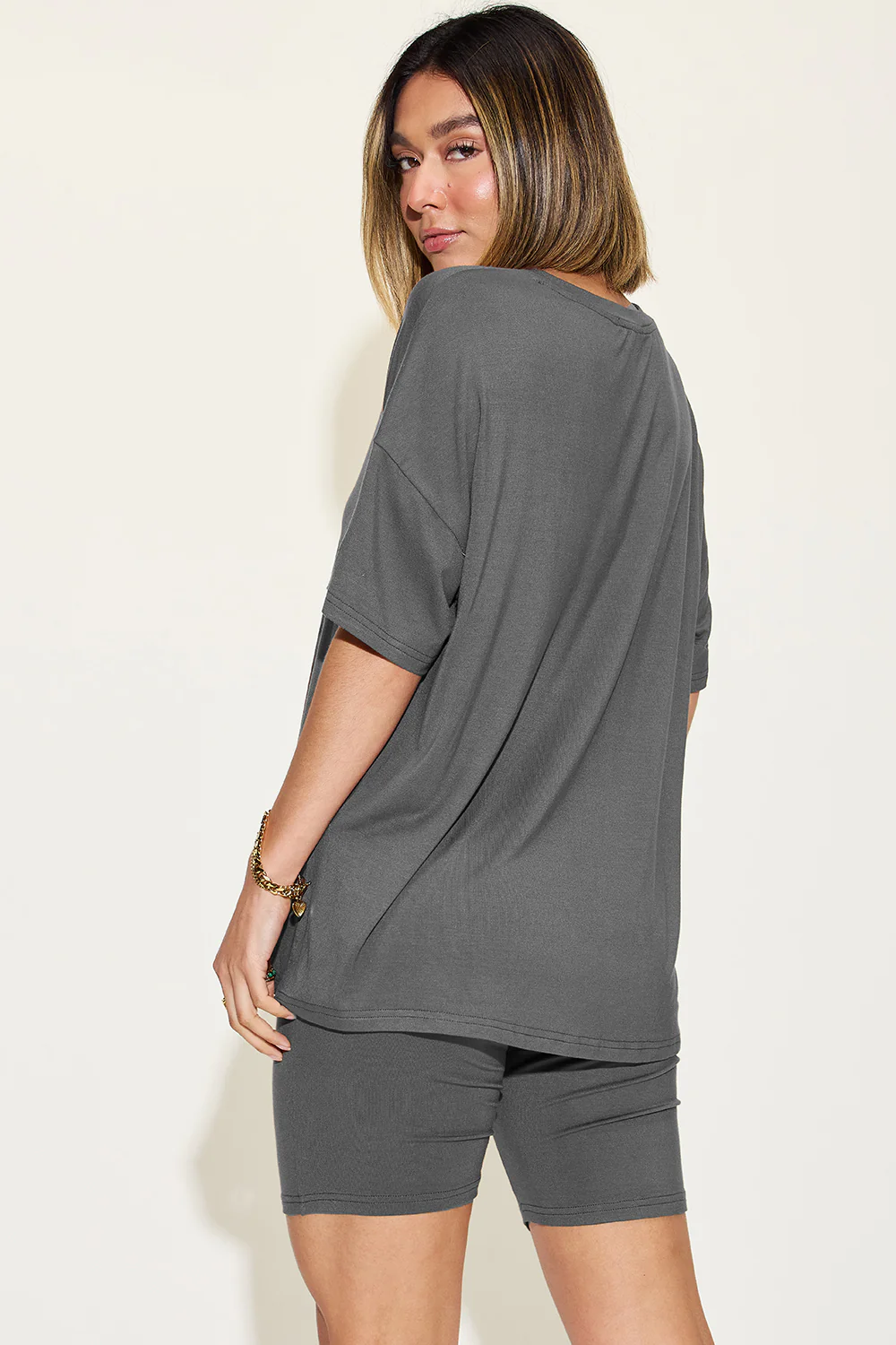 Basic Bae Full Size V-Neck Drop Shoulder Short Sleeve T-Shirt and Shorts Set - Image 25