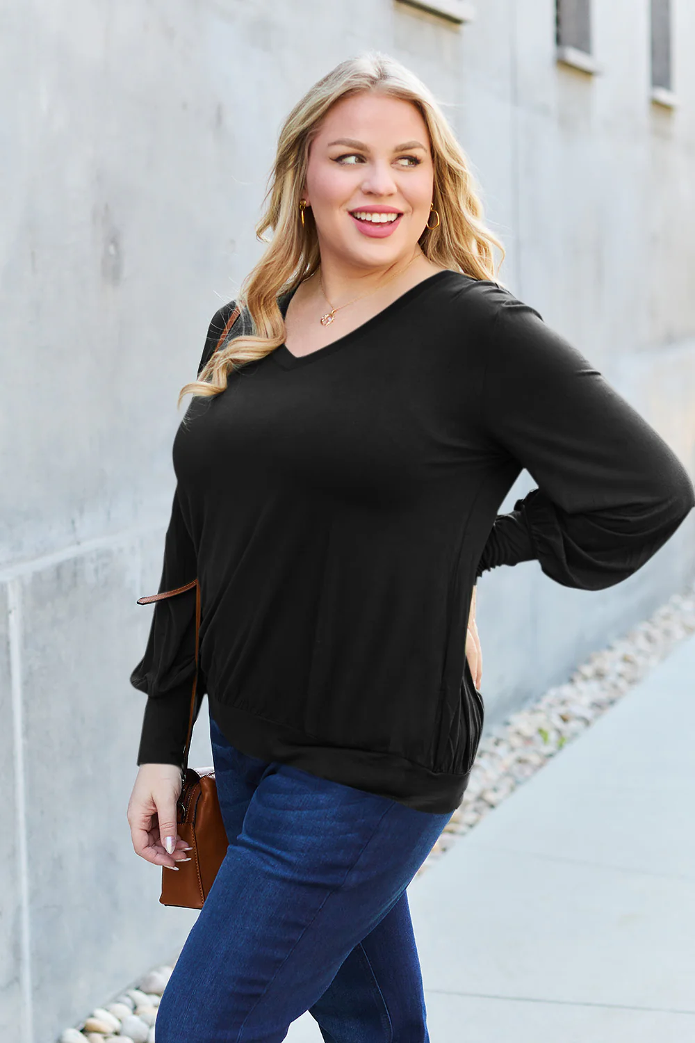 Basic Bae Full Size V-Neck Lantern Sleeve Blouse - Image 13