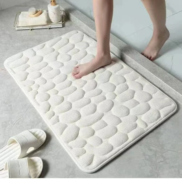 Bathroom Bath Mat Cobblestone Embossed Non Slip Mat In Bathtub Floor Rug Shower Room Doormat Memory Foam Cobblestone Mat - Image 9