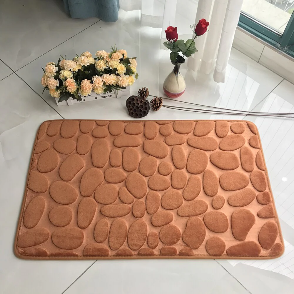 Bathroom Mat Absorbent Bath Carpet Non-slip Pebble Carpets Memory Foam Washable Rug Toilet Floor Mat Shower Carpets Set - Image 3
