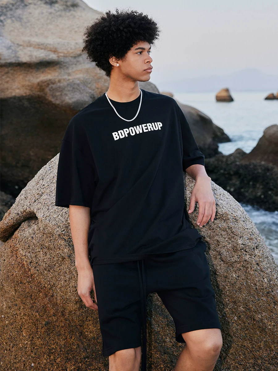 BD T-shirt Men's Fashion Color Contrast Print Loose Short Sleeve - Image 2