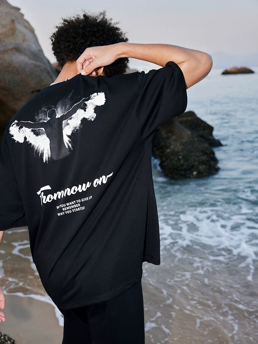 BD T-shirt Men's Fashion Color Contrast Print Loose Short Sleeve - Image 5