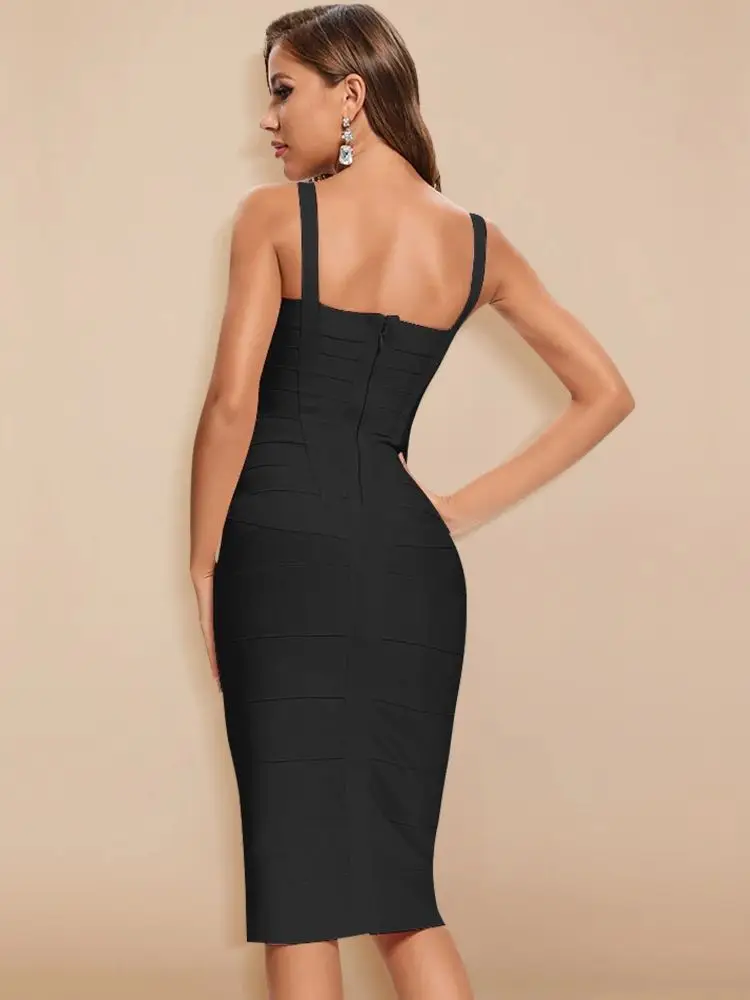 BEAUKEY Classic Sexy Black Quality Bandage Dress Evening Midi 2023 Women Pink Red Bodycon Club Party Dresses Vestidos Maxi XL - Image 2