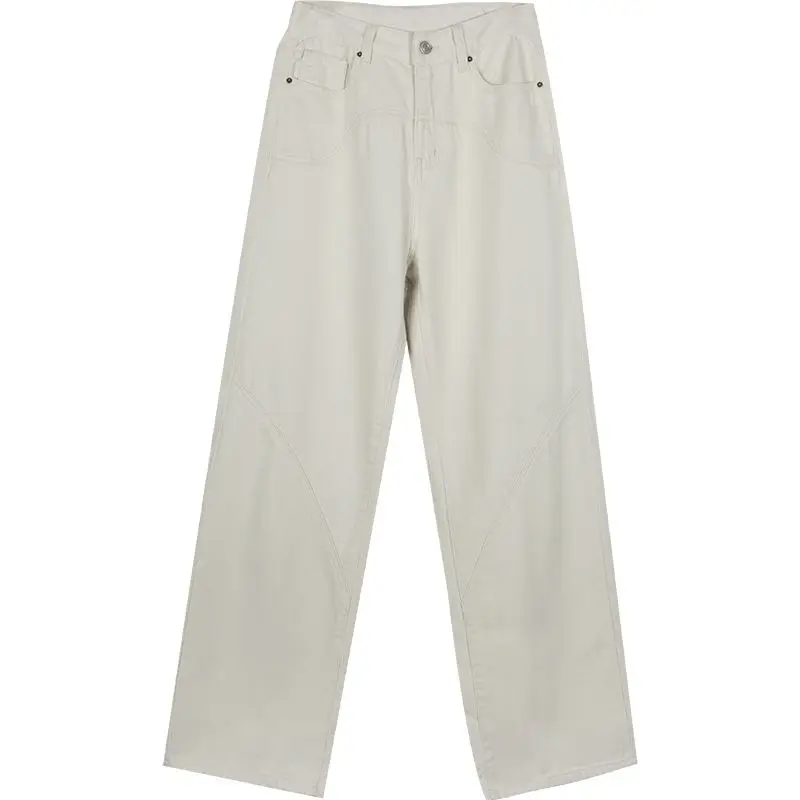 Beige Jeans Women Trendy European Style Loose Casual High Waist Spring All-match Streetwear Ins Hotsweet Simple New Full Length - Image 13