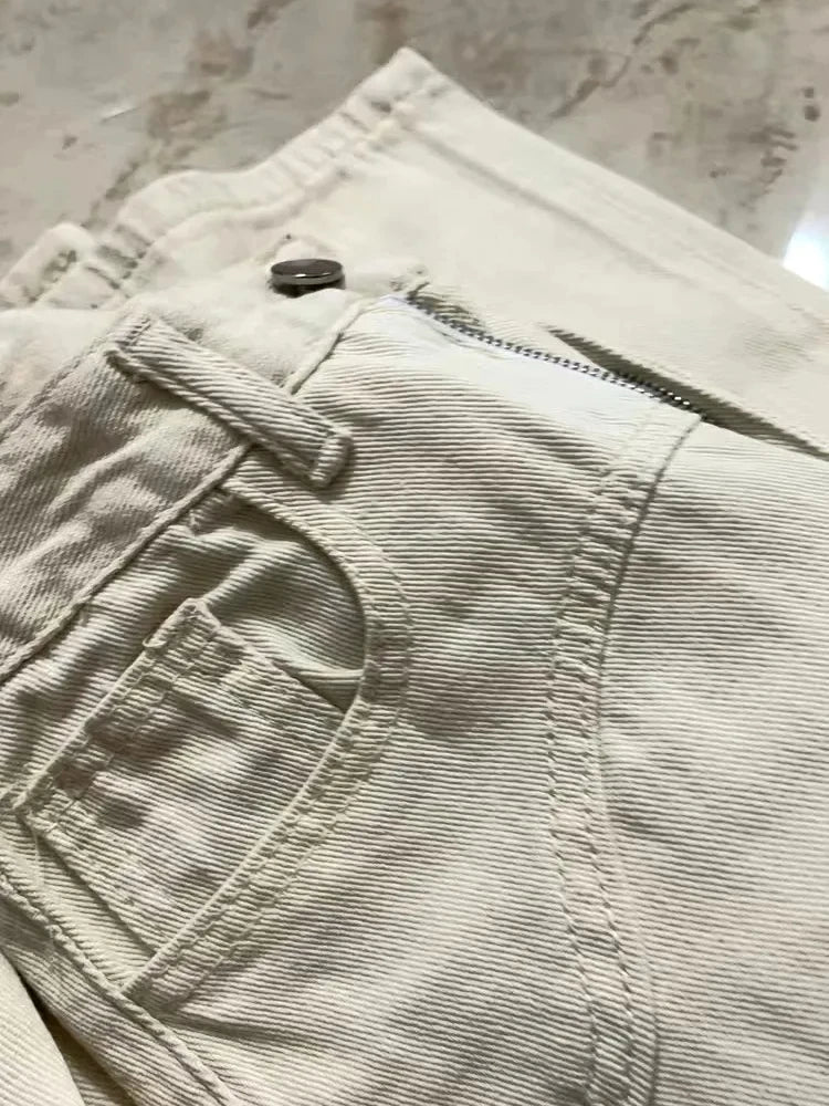 Beige Jeans Women Trendy European Style Loose Casual High Waist Spring All-match Streetwear Ins Hotsweet Simple New Full Length - Image 5