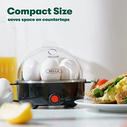 BELLA Rapid Electric Egg Cooker and Poacher with Auto Shut Off for Omelet, Soft, Medium and Hard Boiled Eggs - 7 Egg Capacity Tray, Single Stack, Black - Image 5