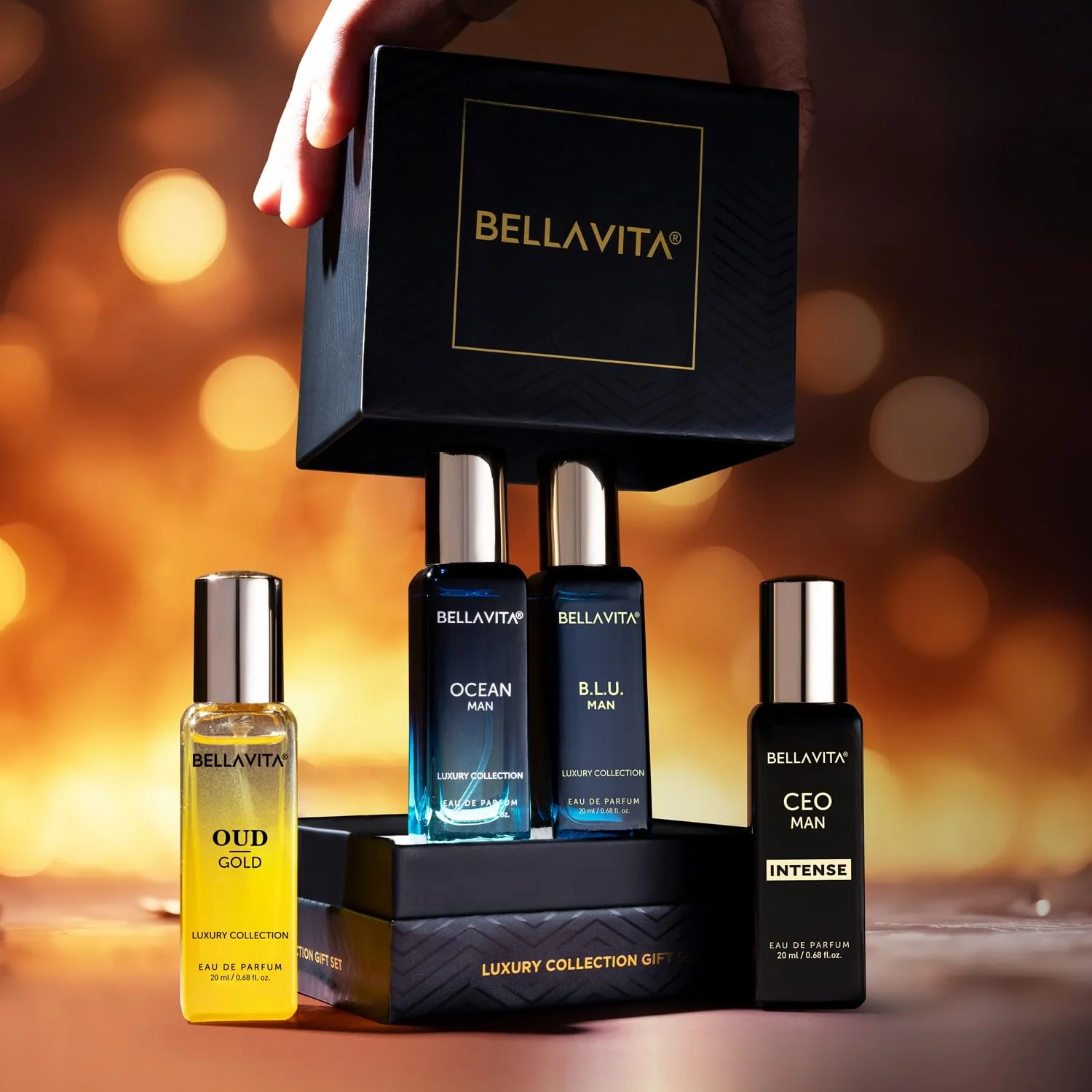 Bella Vita Luxury Luxury Collection Eau De Parfum (4x0.68 fl. oz.) | Father's day gifts | 4 in a box - Perfume Set for men | OUD GOLD, OCEAN, B.L.U & CEO Intense | Perfect for gifting - Image 7