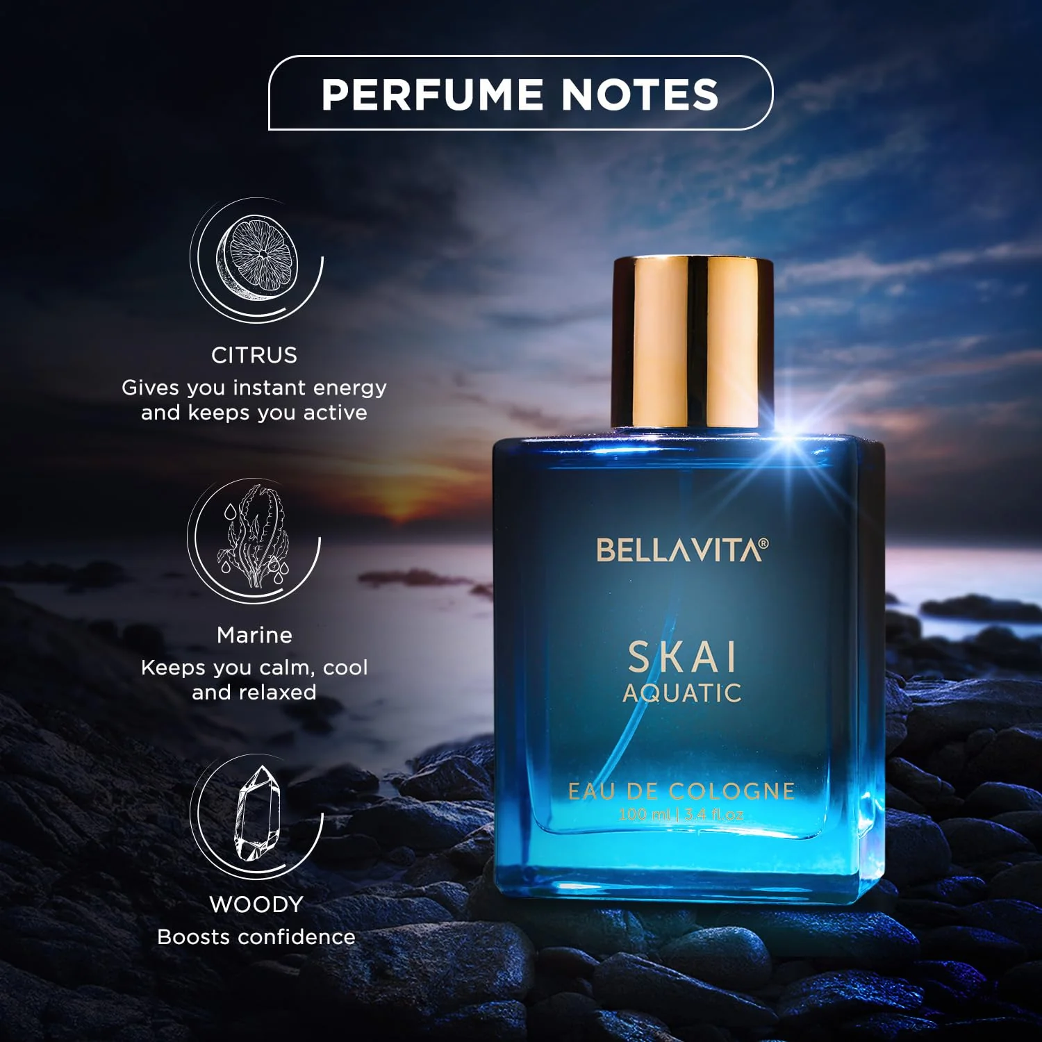 Bella Vita Luxury Skai Aquatic Eau De Cologne (3.48 fl. Oz.) Unisex Perfume for Women & men, Made with Bergamot, Pink Pepper, Long Lasting + Clean & Natural + Cruelty Free Ingredients - Image 6