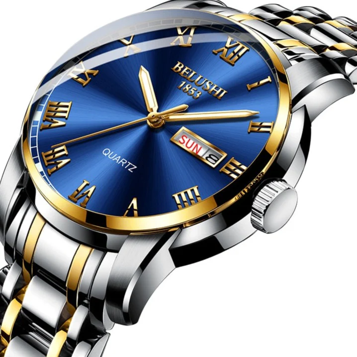 BELUSHI Men Stainless Steel Water Proof Luminous Luxury Sport Quartz Wrist Watch - Image 4