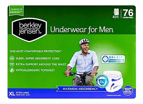 Berkley Jensen Incontinence Underwear for Men - XL, 76 ct.