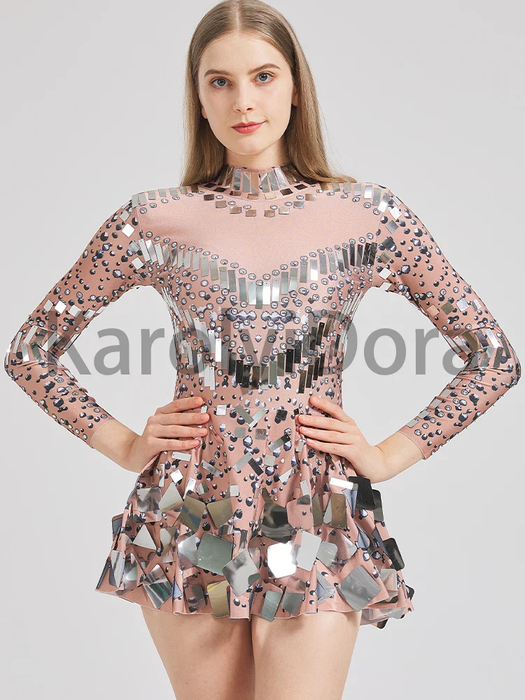 Bestselling Mirror Party Evening Dress Women Long Sleeve Stretch Mini Dress  Party Prom Women's Celebrate Dress Stage Costumes - Image 6