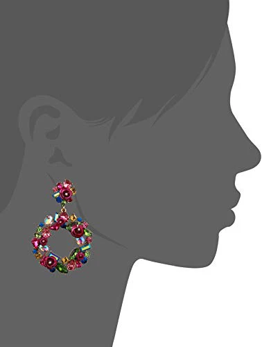 Betsey Johnson Stone & Rose Wreath Drop Earrings - Image 2