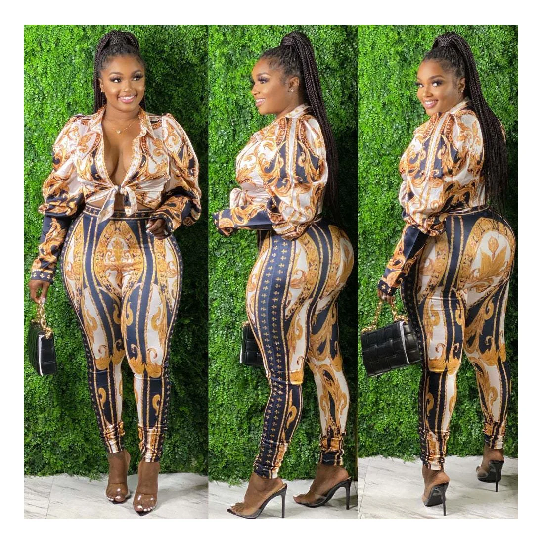BH347 2022 women fashion Long sleeve top shirts and pants set - Image 4