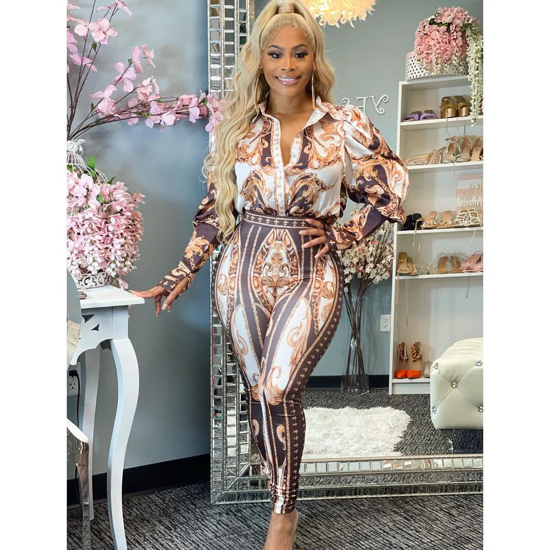 BH347 2022 women fashion Long sleeve top shirts and pants set - Image 6