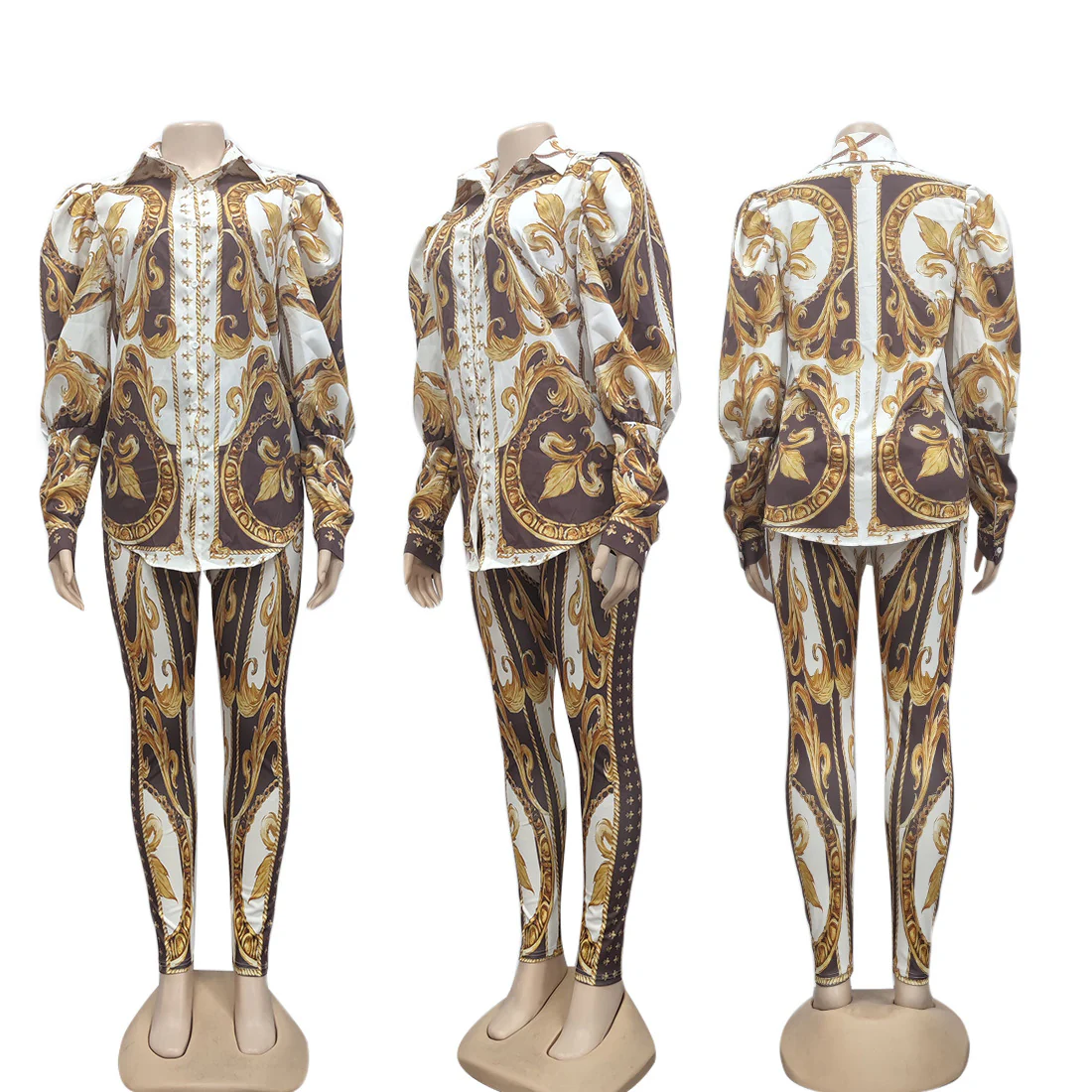 BH347 2022 women fashion Long sleeve top shirts and pants set - Image 7