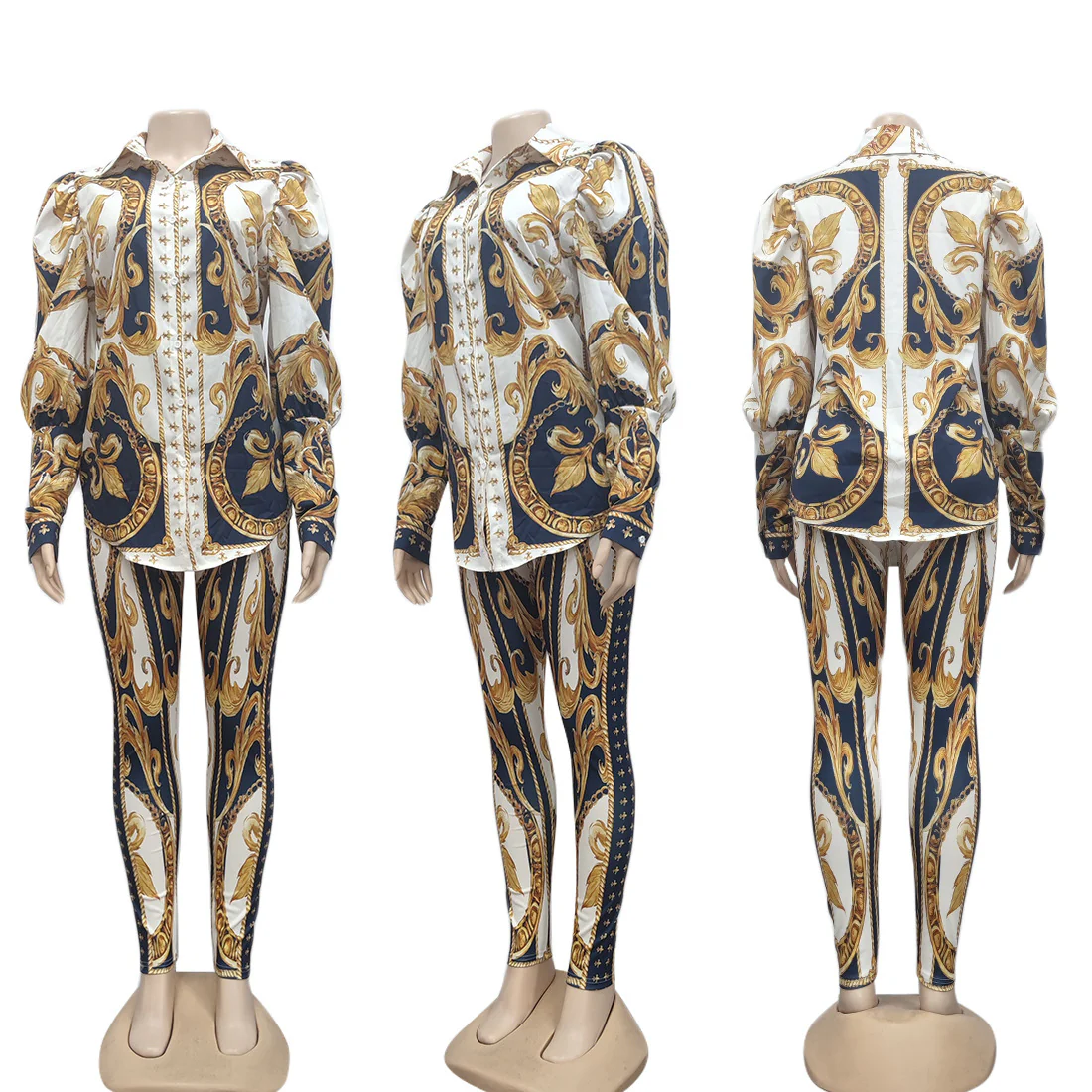 BH347 2022 women fashion Long sleeve top shirts and pants set - Image 8