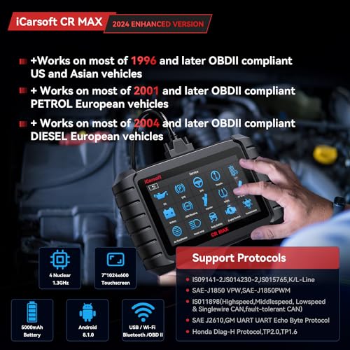 Bidirectional Scan Tool, OBD2 Diagnostic Scanner iCarsoft CR Max (Enhance Version) for All System, 27 Reset+Extra 38 Service-Oil/EPB/BMS/SAS/SRS/ABS etc. Active Test, 4-in-1 Live Graphing,Free Update - Image 5