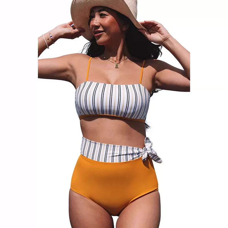 Big Sale Special Offer Stripes Print Separates Swimsuit Female 2024 Fashion Sexy Sling Vest Triangle Hot Spring Swimsuit - Image 6