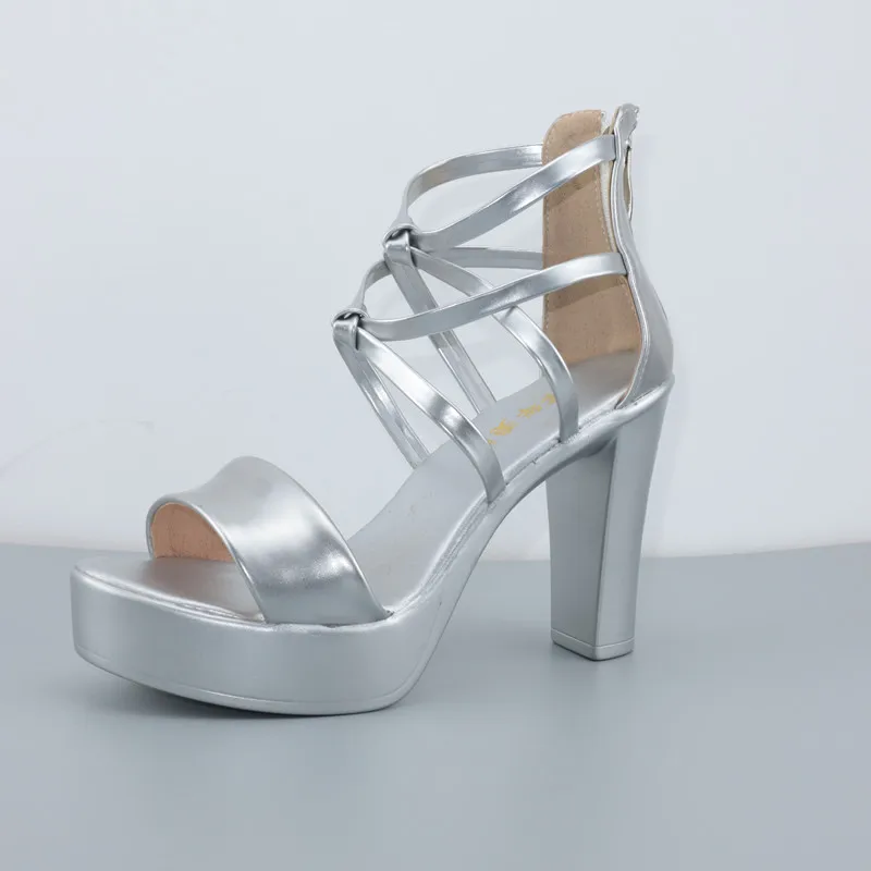 Big Size 32-43 Block Heel Platform Sandals Women Wedding Shoes 2023 Summer High Heels Gladiator Sandals Patent Leather Sandals - Image 6
