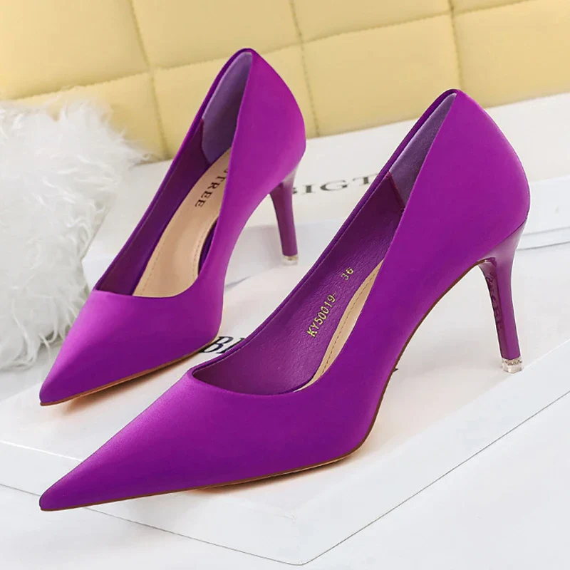 BIGTREE Shoes Satin Women Pumps 2023 New Purple High Heels Fashion Women Shoes Stiletto Luxury Noble Party Shoes Women Heels - Image 8