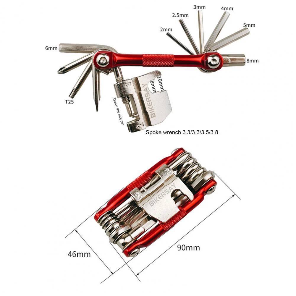 BIKERSAY 17-In-1 Bicycle Repairing Set Bike Repair Tool Kit Wrench Screwdriver Chain Carbon steel bicycle Multifunction Tool - Image 6
