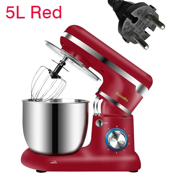 Biolomix 4L/5L Stainless Steel Bowl 6-speed Household Kitchen Electric Food Stand Mixer Egg Whisk Dough Cream Blender  Appliance - Image 11
