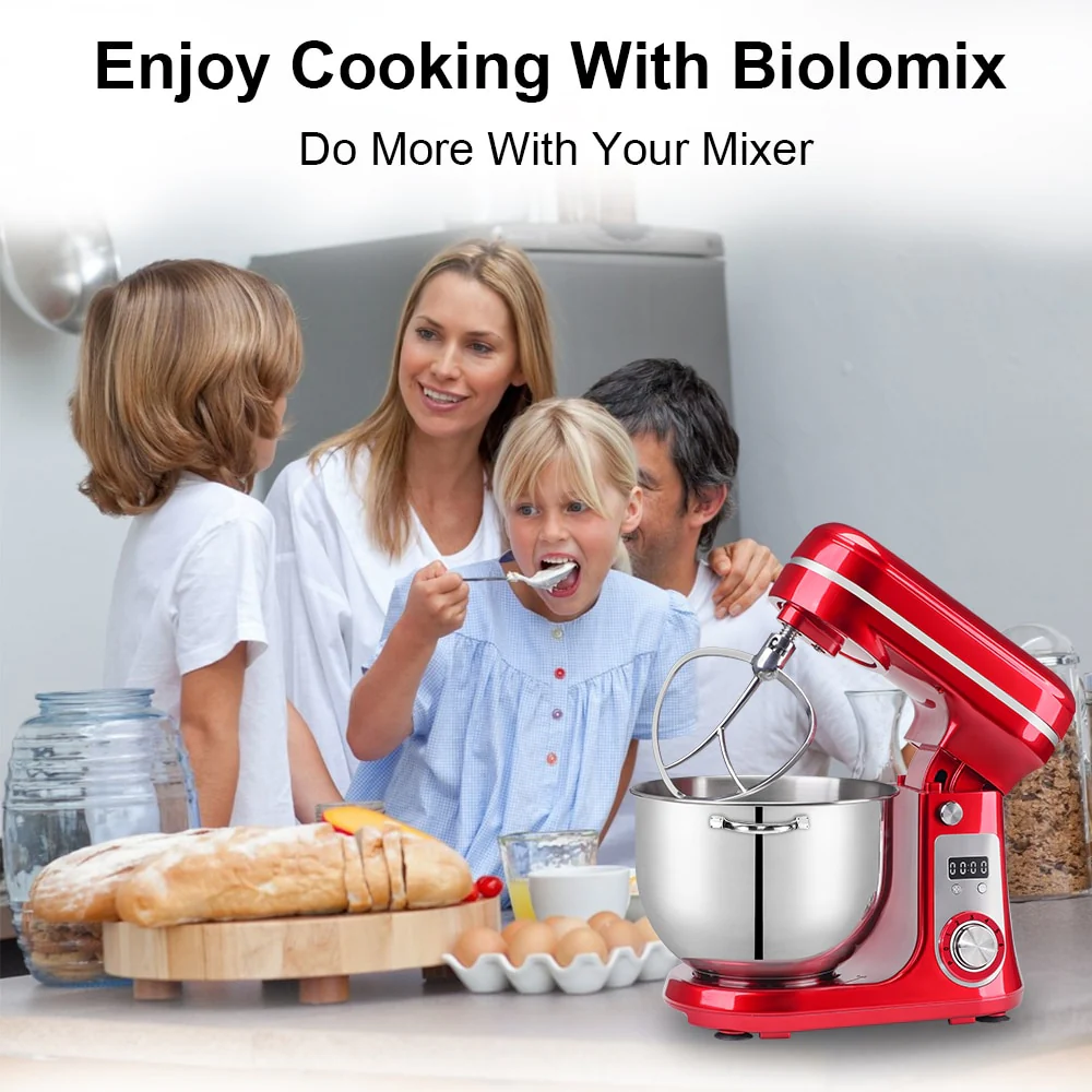 BioloMix 6L/5L Mixer Planetary 6-speed Kitchen Food Blender Stainless Steel Bowl Cake Mixer Egg Whisk - Image 7