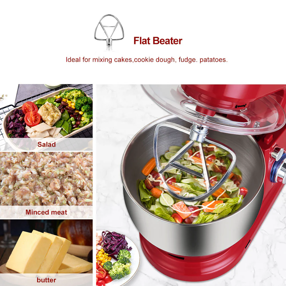 BioloMix 6L/5L Mixer Planetary 6-speed Kitchen Food Blender Stainless Steel Bowl Cake Mixer Egg Whisk - Image 8