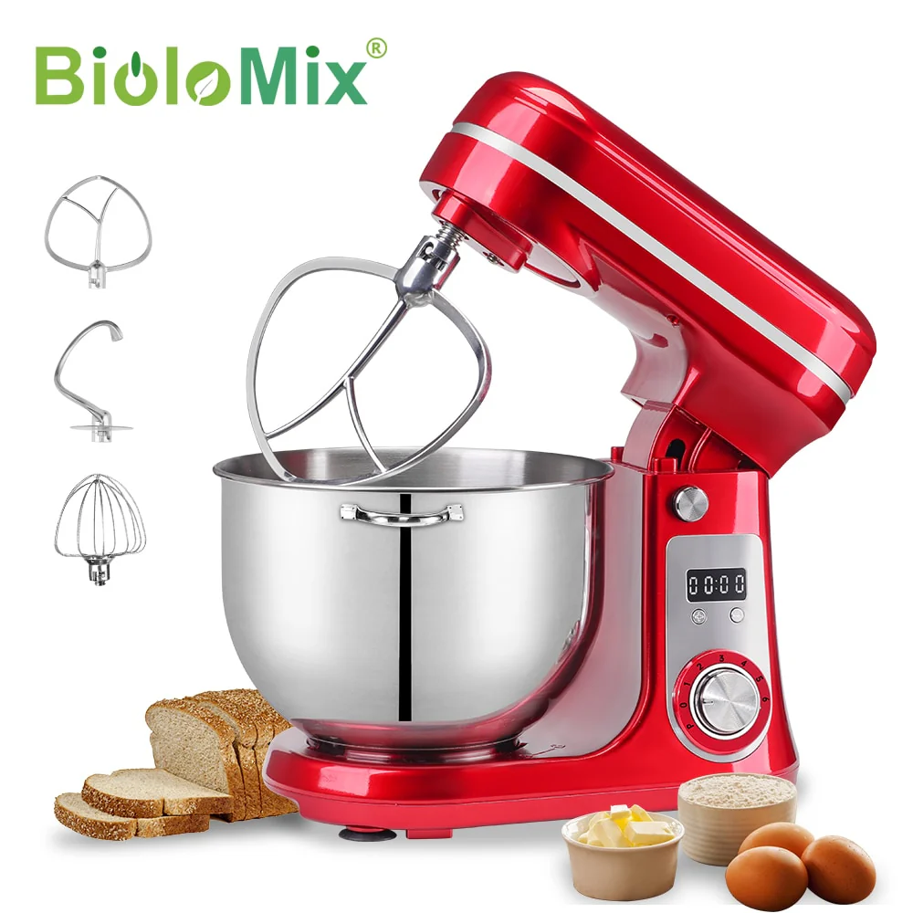 BioloMix 6L/5L Mixer Planetary 6-speed Kitchen Food Blender Stainless Steel Bowl Cake Mixer Egg Whisk - Image 9