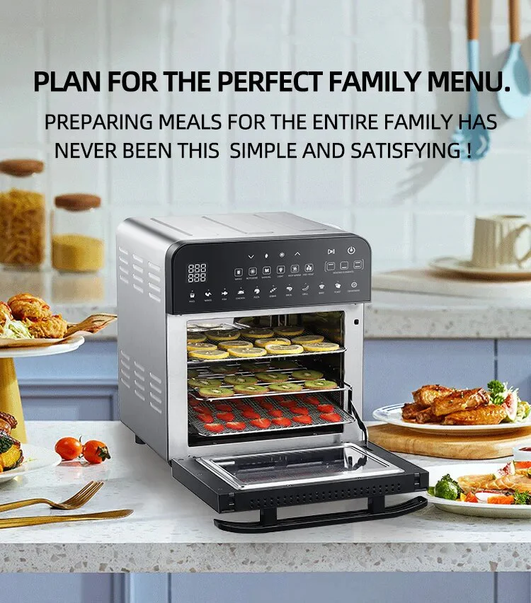 BioloMix Stainless Steel Dual Heating Air Fryer Oven Oil Free, Toaster Rotisserie and Dehydrator, 11 in 1, 15 L, 1700 W - Image 6