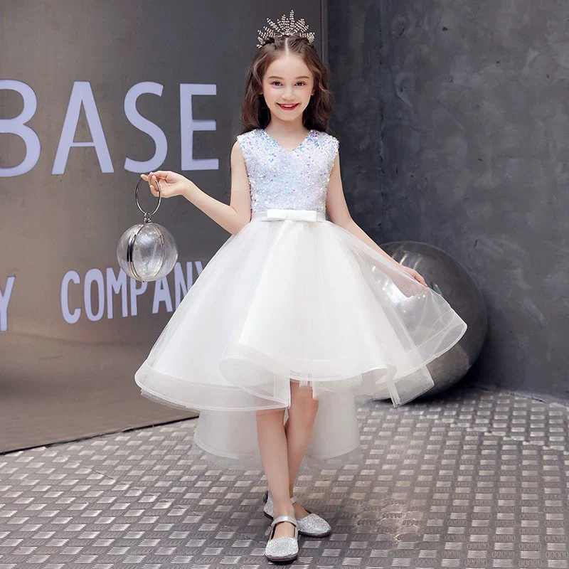 Birthday White Children's Wedding Dress Little Girls Summer Dress - Image 15
