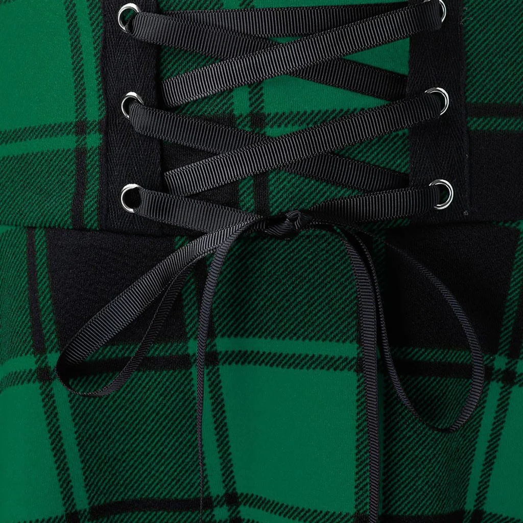Sexy Black Checkered Women's Gothic Skirt Women Pleated Plaid Skirts - Image 9