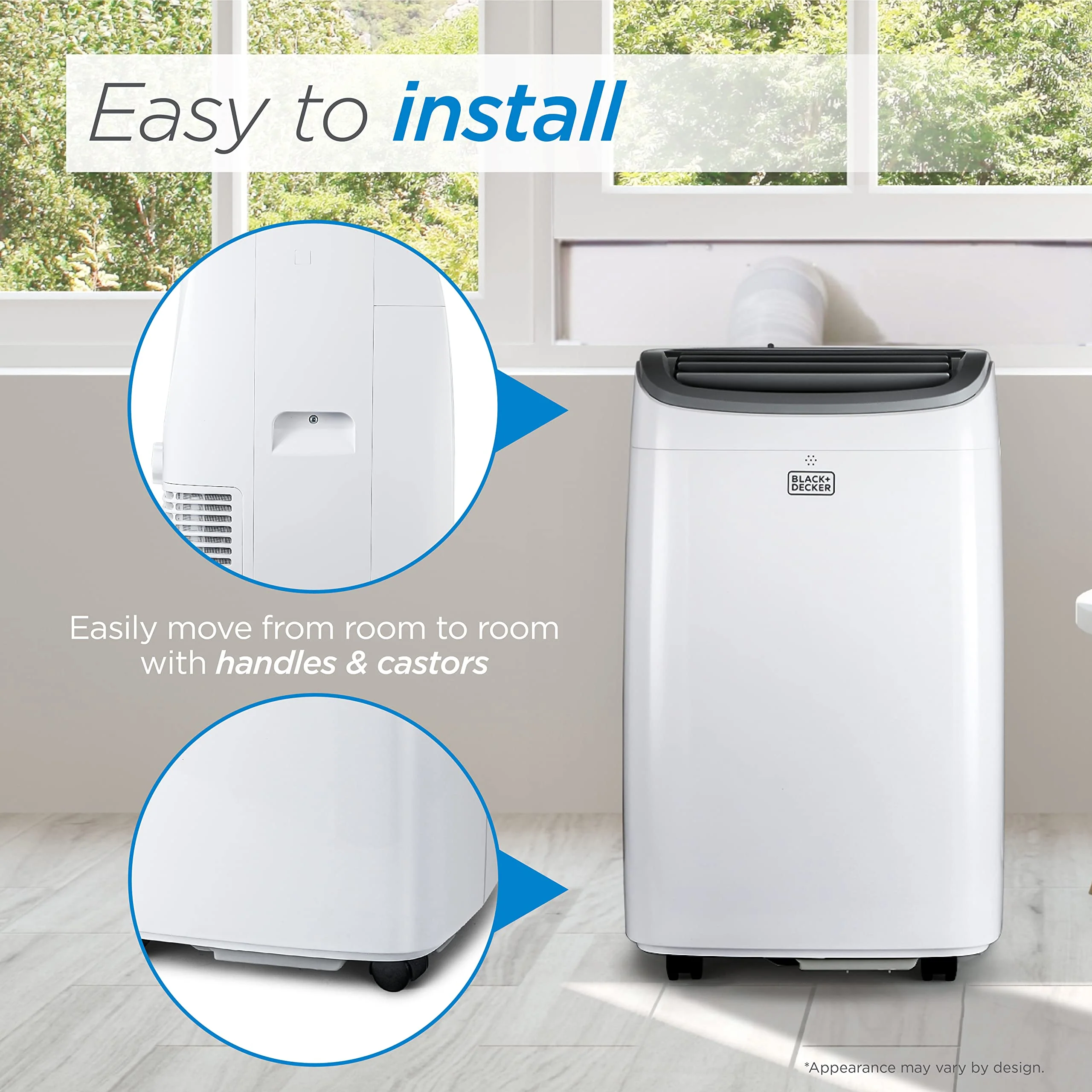 BLACK+DECKER 10,000 BTU Portable Air Conditioner up to 450 Sq. ft. with Remote Control, White - Image 3
