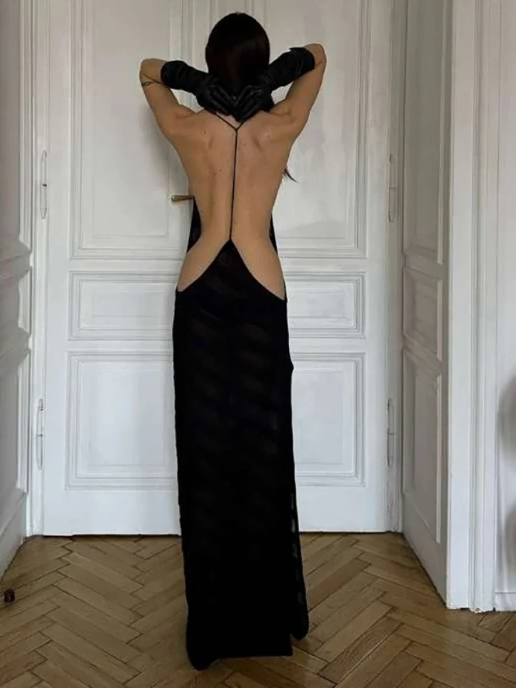 Black Evening Dresses For Women Clothing Backless Vestidos Elegantes Para Mujer See Through Sexi Night Dress Hot Club Outfit - Image 4