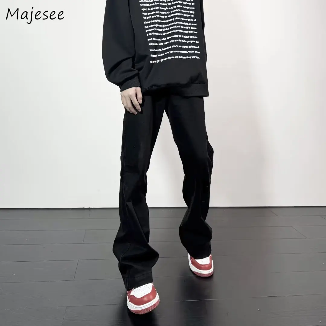 Black Jeans Men Casual Simple All-match Flare Sleeve Handsome Streetwear Daily Fashion Stretchy American Style Pantalon Homme
