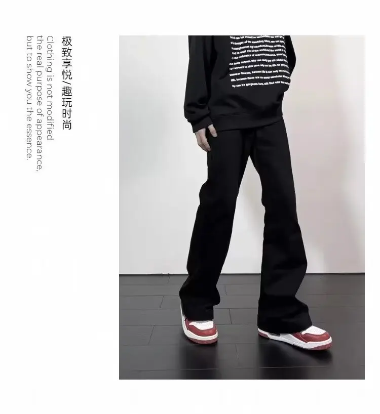 Black Jeans Men Casual Simple All-match Flare Sleeve Handsome Streetwear Daily Fashion Stretchy American Style Pantalon Homme - Image 15